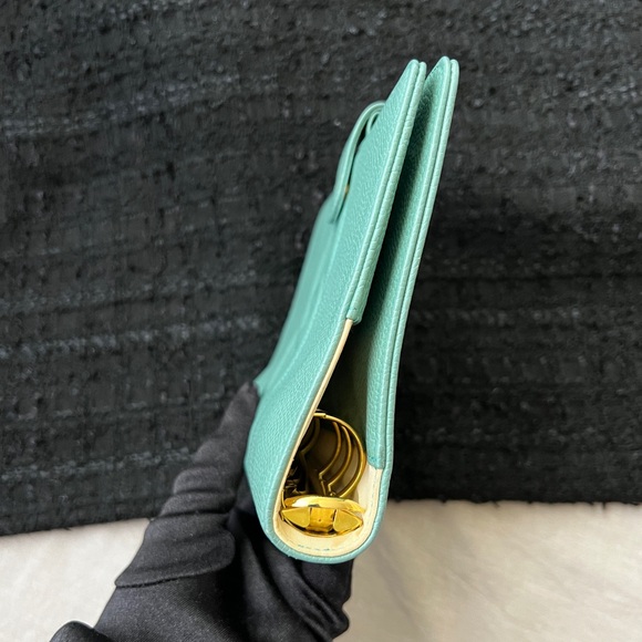 Auth Chanel CC Logo MEDIUM Turquoise Blue Caviar Agenda Cover w/Gold Hdw - Picture 7 of 16